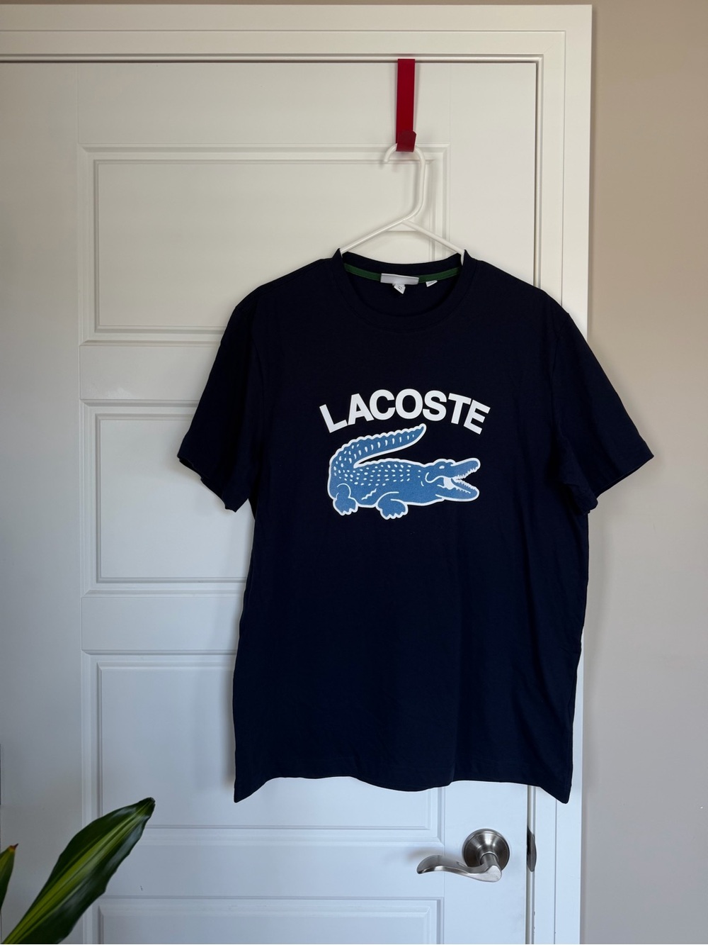 Lacoste Navy Short Sleeve Crew with White Logo and Light Blue Croc